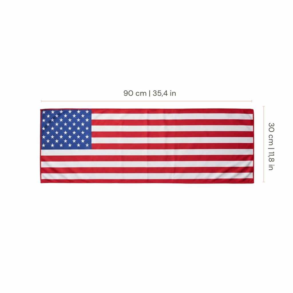 Sports Fans Cooling Towel with National Flag | 90x30 cm + Silicone Case
