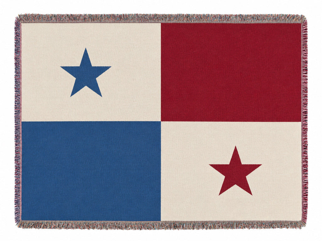Panama flag Blanket with a red, blue, and white checkered pattern featuring stars.
