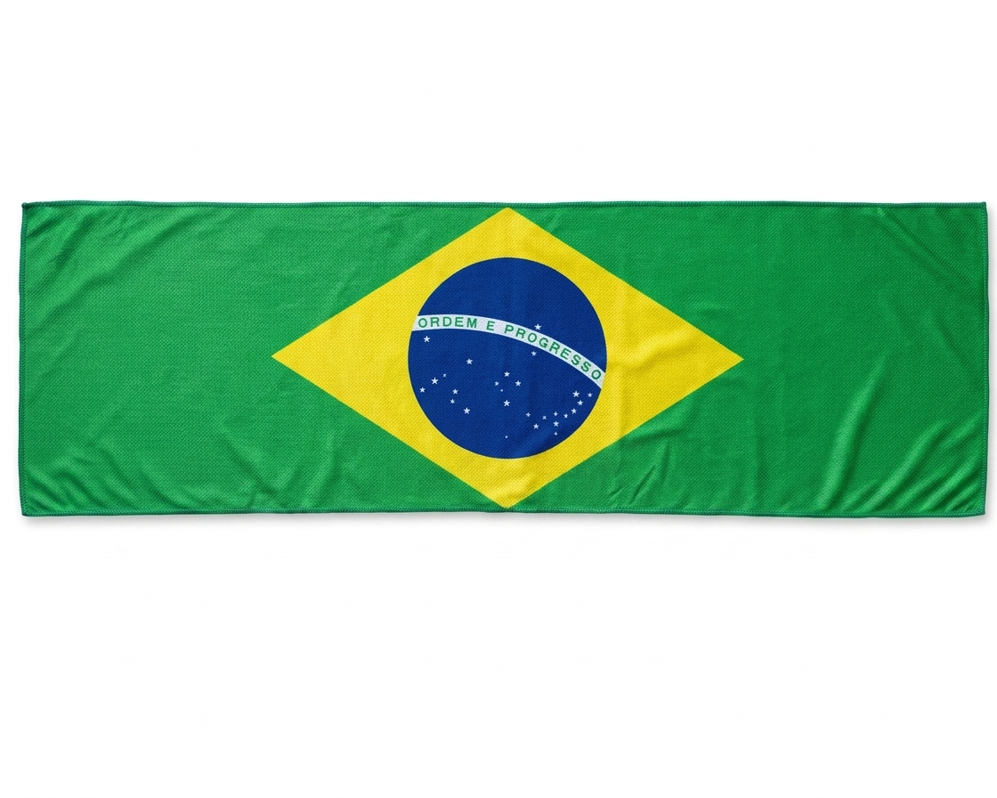 Brazil flag cooling towel for sports fans, 90 x 30 cm