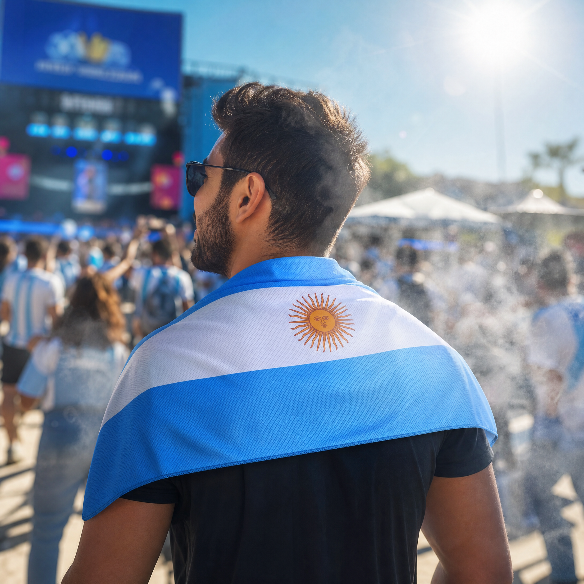 Argentina flag cooling towel for world cup match 2026